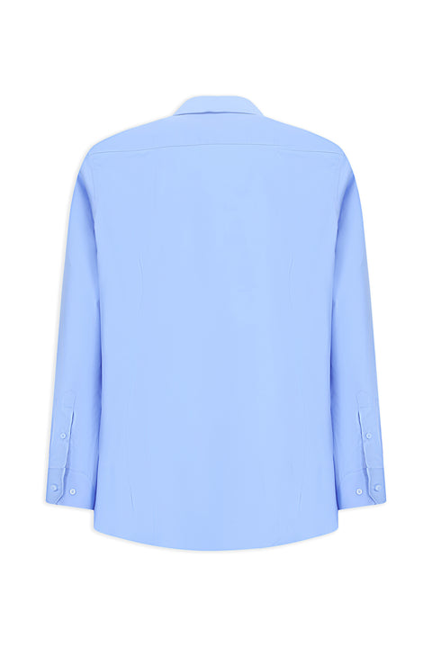 Light Blue Long Sleeve Slim Fit Classic Nano Care Water Repellent Stain Resistant 4 Seasons Cotton Shirt
