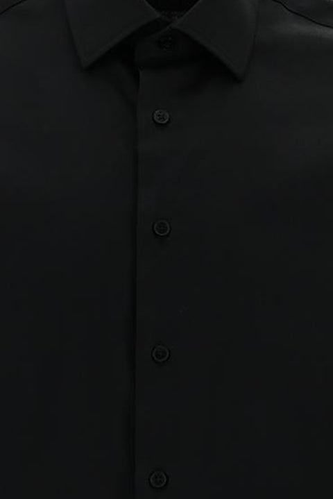 Black Long Sleeve Slim Fit Classic Nano Care Water Repellent Stain Resistant 4 Seasons Cotton Shirt