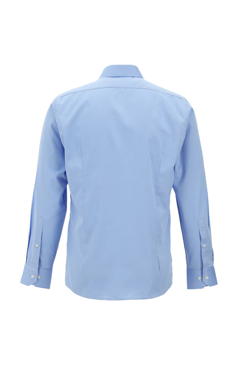 Light Blue Long Sleeve Slim Fit Classic Nano Care Water Repellent Stain Resistant 4 Seasons Cotton Shirt