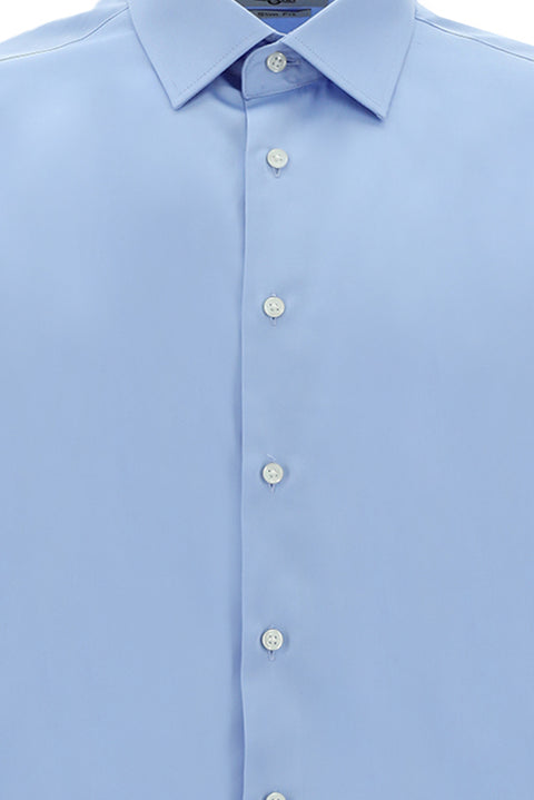 Light Blue Long Sleeve Slim Fit Classic Nano Care Water Repellent Stain Resistant 4 Seasons Cotton Shirt