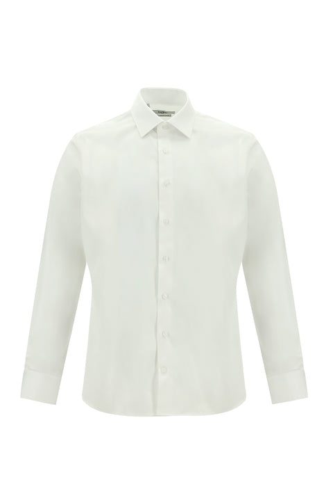 White Long Sleeve Slim Fit Classic Nano Care Water Repellent Stain Resistant 4 Seasons Cotton Shirt