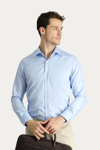  Uçuk Mavi Uzun Kol Slim Fit Dar Kesim Non Iron Gömlek
