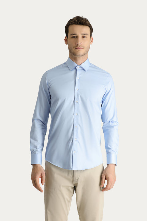 Light Blue Long Sleeve Slim Fit Narrow Cut Non-Iron Shirt