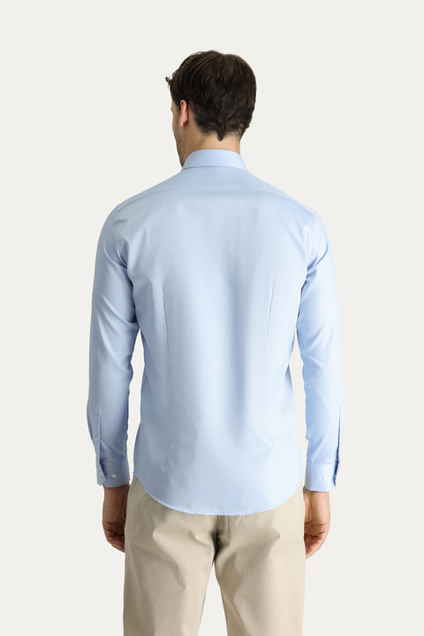 Light Blue Long Sleeve Slim Fit Narrow Cut Non-Iron Shirt
