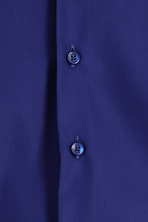 Medium Navy Long Sleeve Slim Fit Narrow Cut Non-Iron Cotton Shirt