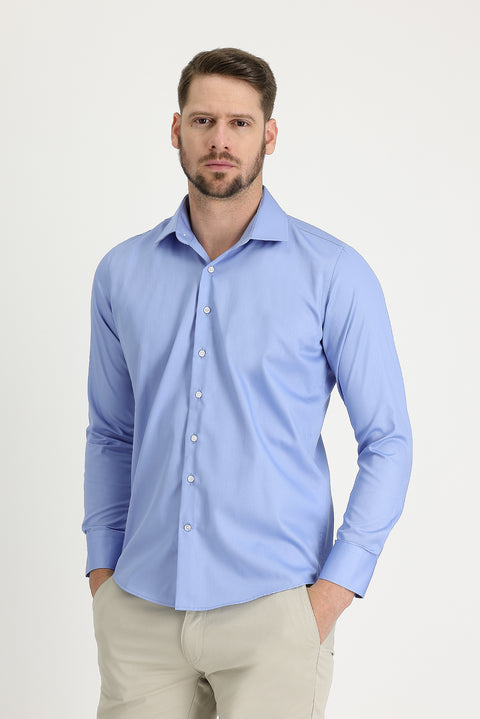Light Blue Long Sleeve Slim Fit Narrow Cut Non-Iron Shirt
