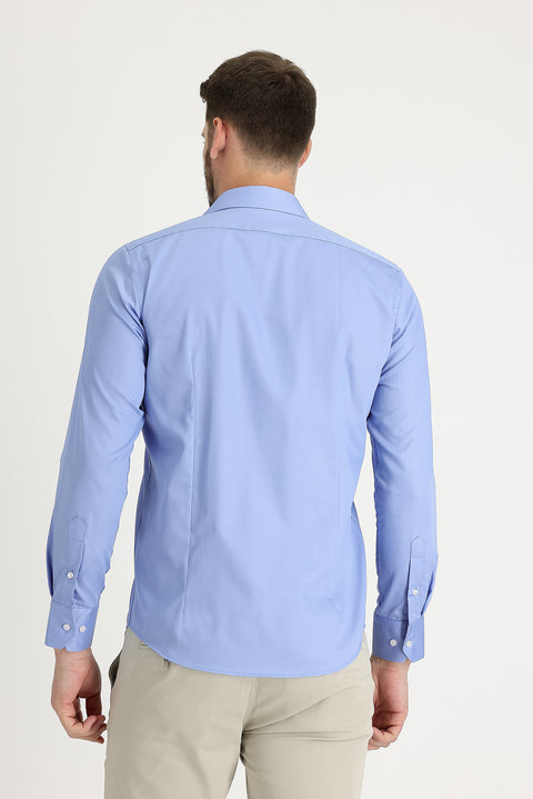 Light Blue Long Sleeve Slim Fit Narrow Cut Non-Iron Shirt