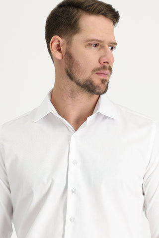  Beyaz Uzun Kol Slim Fit Dar Kesim Non Iron Gömlek