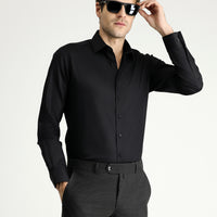 Black Long Sleeve Slim Fit Non-Iron Classic Cotton Shirt