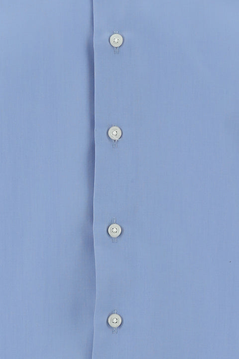 Sky Blue Long Sleeve Slim Fit Classic Non-Iron Satin Cotton Shirt