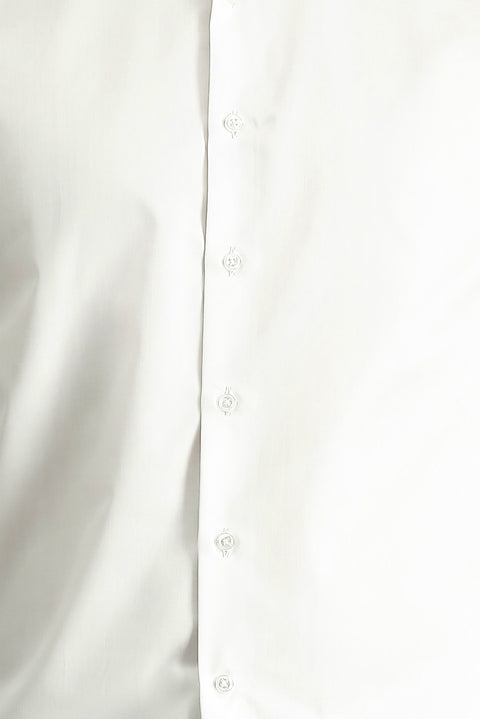 White Long Sleeve Slim Fit Classic Non-Iron Satin Cotton Shirt