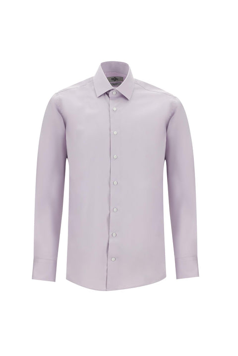 Lilac Long Sleeve Slim Fit Classic Non-Iron Satin Cotton Shirt