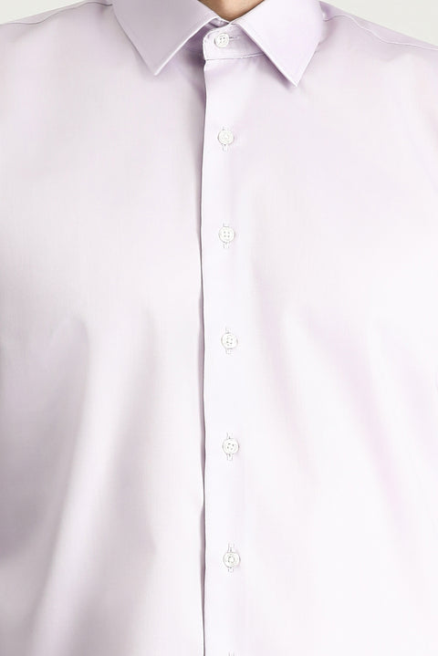 Lilac Long Sleeve Slim Fit Classic Non-Iron Satin Cotton Shirt
