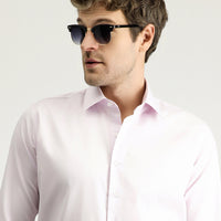 Dusty Pink Long Sleeve Slim Fit Narrow Cut Non-Iron Satin Classic Cotton Shirt