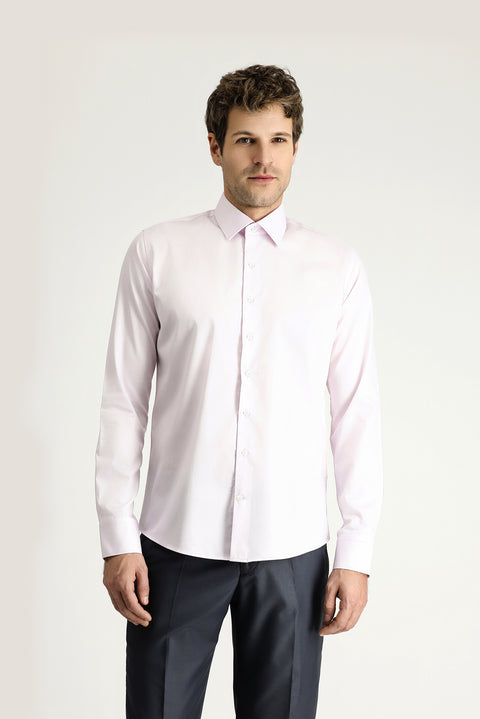 Dusty Pink Long Sleeve Slim Fit Narrow Cut Non-Iron Satin Classic Cotton Shirt