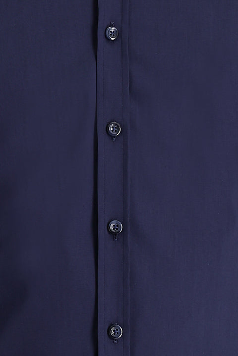 Dark Navy Long Sleeve Super Slim Fit Extra Narrow Cut Classic Cotton Shirt