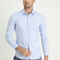 Light Blue Long Sleeve Super Slim Fit Extra Narrow Cut Classic Cotton Shirt