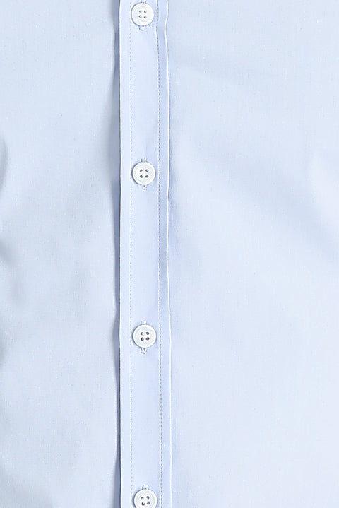 Light Blue Long Sleeve Super Slim Fit Extra Narrow Cut Classic Cotton Shirt