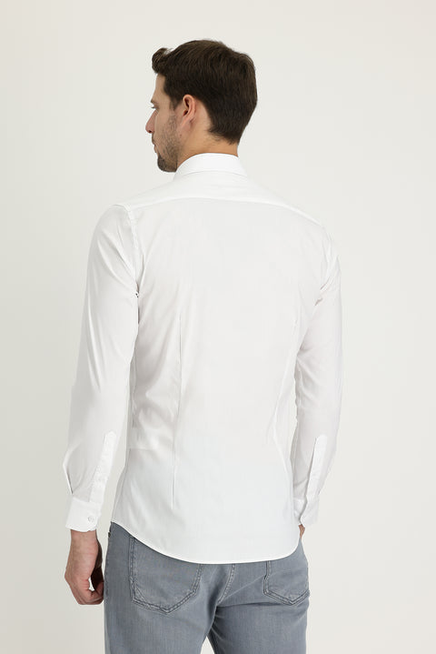 White Long Sleeve Super Slim Fit Extra Narrow Cut Classic Shirt