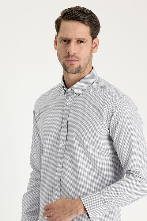 Medium Grey Long Sleeve Slim Fit Narrow Cut Shirt