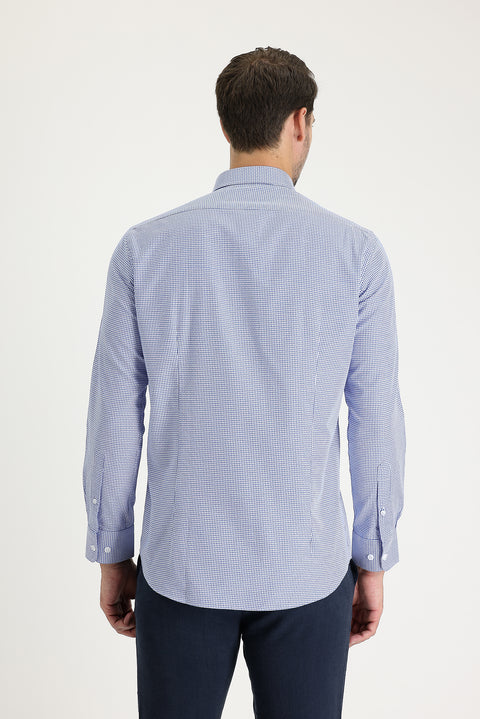 Saks Mavi Uzun Kol Slim Fit Dar Kesim Gömlek