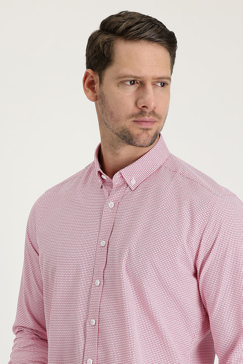 Şeker Pembe Uzun Kol Slim Fit Dar Kesim Gömlek