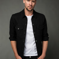 Black Slim Fit Narrow Cut Denim Jean Jacket