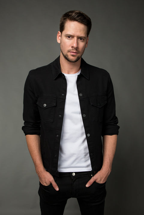 Black Slim Fit Narrow Cut Denim Jean Jacket