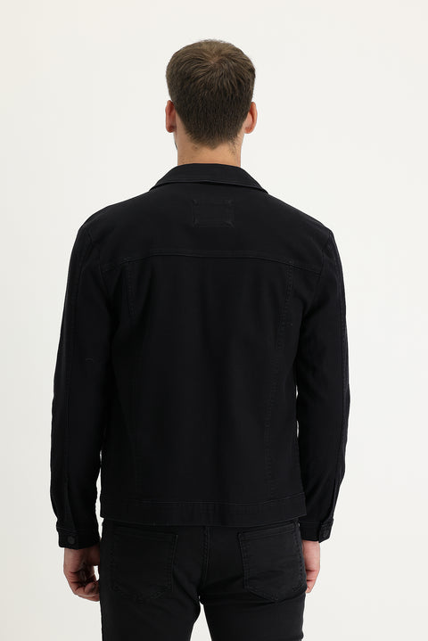 Black Slim Fit Narrow Cut Denim Jean Jacket