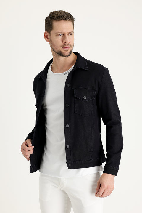 Dark Navy Slim Fit Denim Cotton Jacket