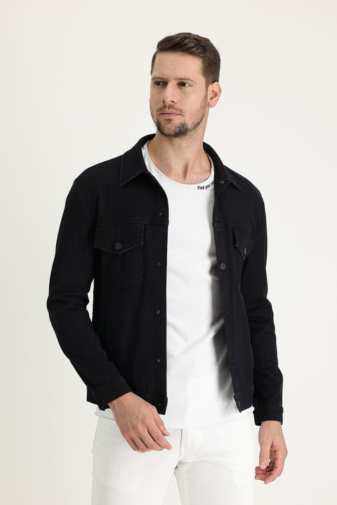 Dark Navy Slim Fit Denim Cotton Jacket