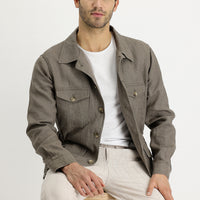 Medium Khaki Seasonal Sport Linen Jacket