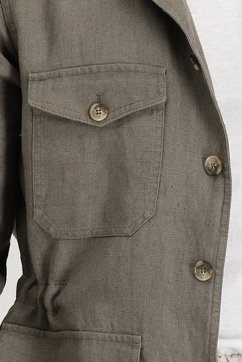 Medium Khaki Seasonal Sport Linen Jacket