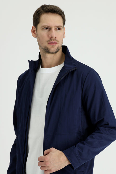 Medium Navy Slim Fit Narrow Cut Seasonal Sport Jacket