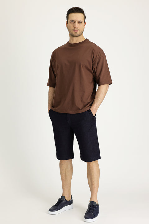 Orta Lacivert Relaxed Fit Rahat Kesim Bermuda Şort