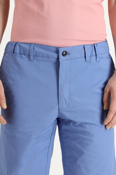 Light Blue 7 Drop Slim Fit Cotton Bermuda Shorts