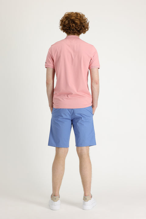 Light Blue 7 Drop Slim Fit Cotton Bermuda Shorts