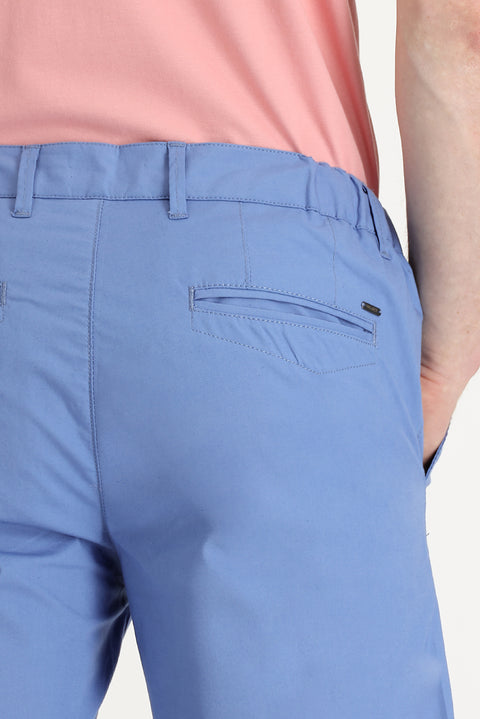 Light Blue 7 Drop Slim Fit Cotton Bermuda Shorts
