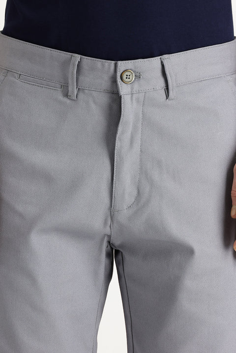 Light Grey Regular Fit Standard Cut Cotton Bermuda Shorts