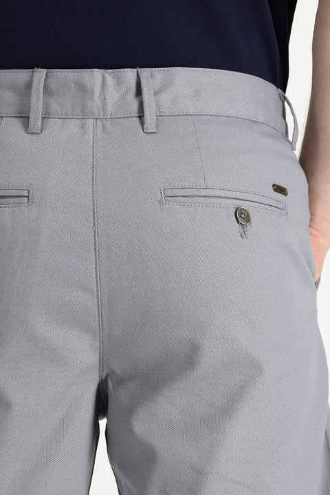 Light Grey Regular Fit Standard Cut Cotton Bermuda Shorts