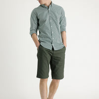 Olive Green-Olive Regular Fit Standard Cut Bermuda Shorts