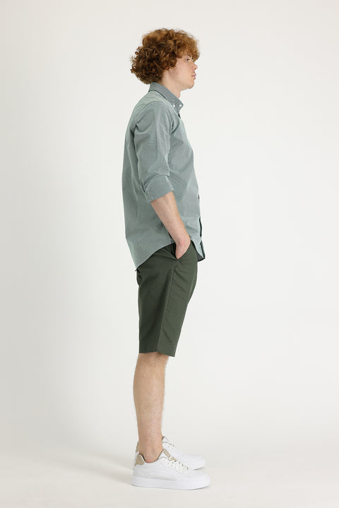 Olive Green-Olive Regular Fit Standard Cut Bermuda Shorts
