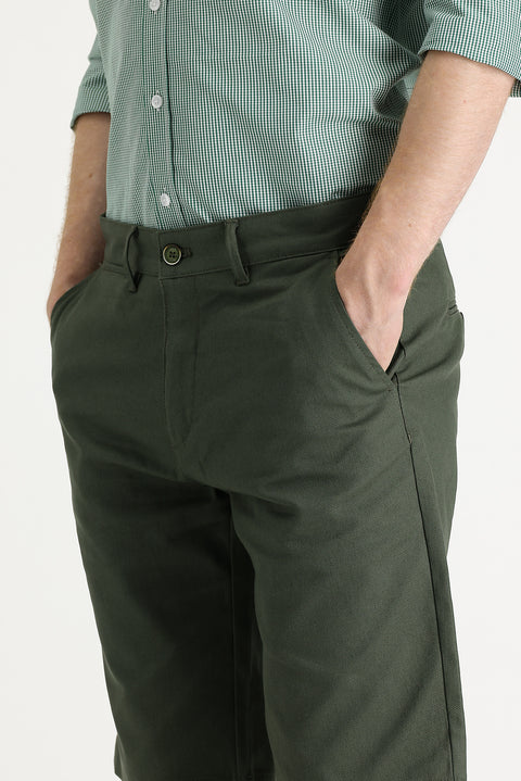 Olive Green-Olive Regular Fit Standard Cut Bermuda Shorts