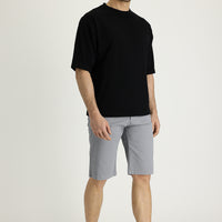 Light Grey Regular Fit Standard Cut Cotton Bermuda Shorts