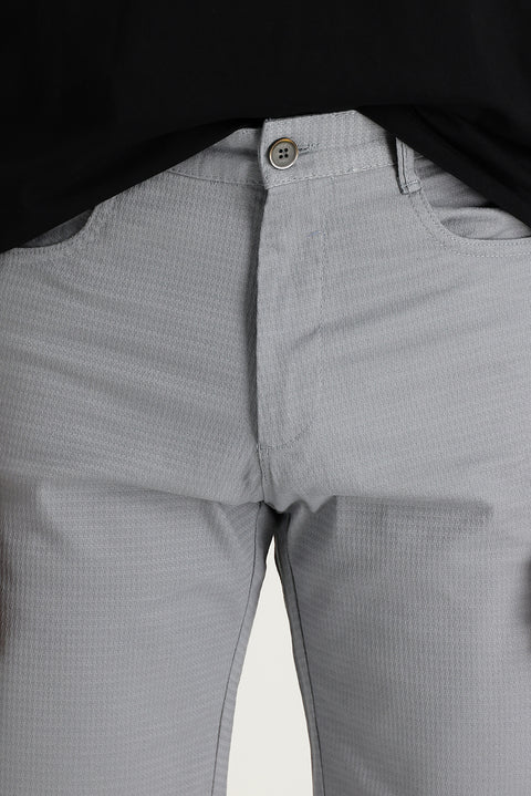 Light Grey Regular Fit Standard Cut Cotton Bermuda Shorts