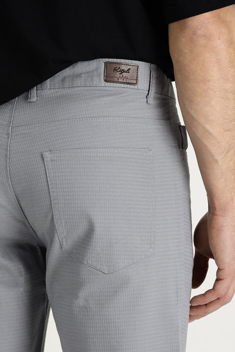Light Grey Regular Fit Standard Cut Cotton Bermuda Shorts