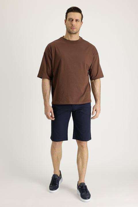 Dark Navy Regular Fit Standard Cut Bermuda Shorts