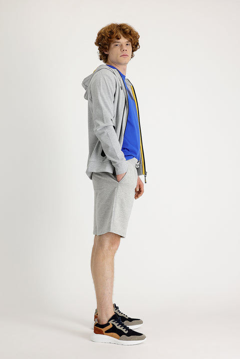 Medium Grey Melange Cotton Sweatshirt Shorts