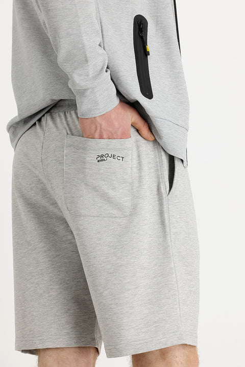 Medium Grey Melange Cotton Sweatshirt Shorts