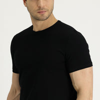 Black Crew Neck Regular Fit Supreme Cotton T-shirt